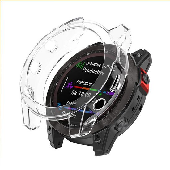 Защитный бампер чехол для часов Garmin Fenix 7X, Tactix 7 / 7 Pro, Enduro 2 силиконовый (Прозрачный)