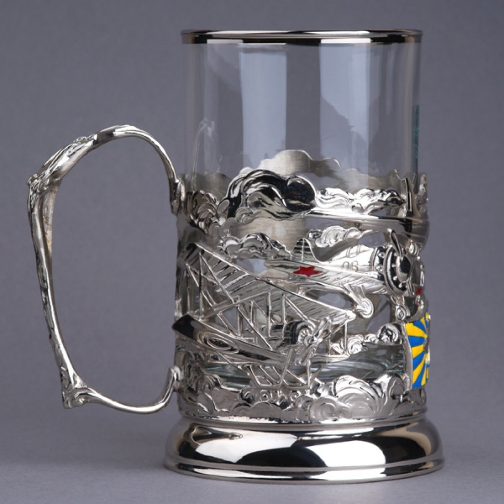 Подстаканник "Авиация" никелированный (художественное литье)