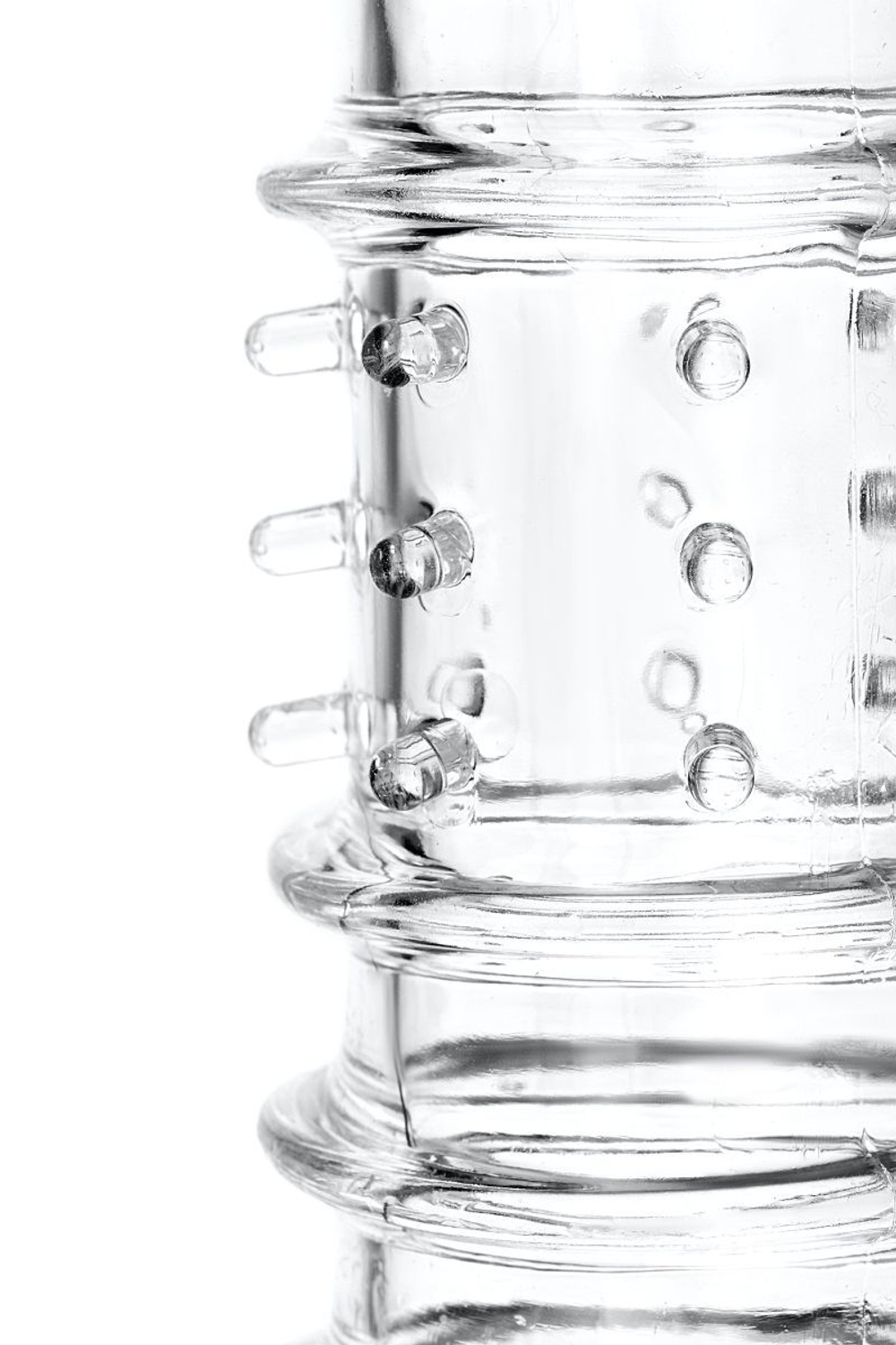 Прозрачная насадка на пенис TOYFA A-Toys с ребрами и точками - 15,3 см.