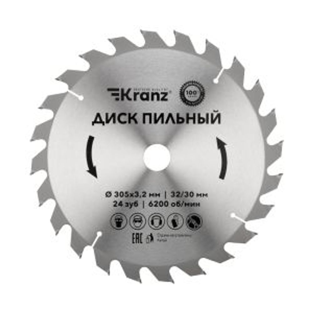 Диск пильный 305 мм х 24 зуб х 32/30 мм KRANZ