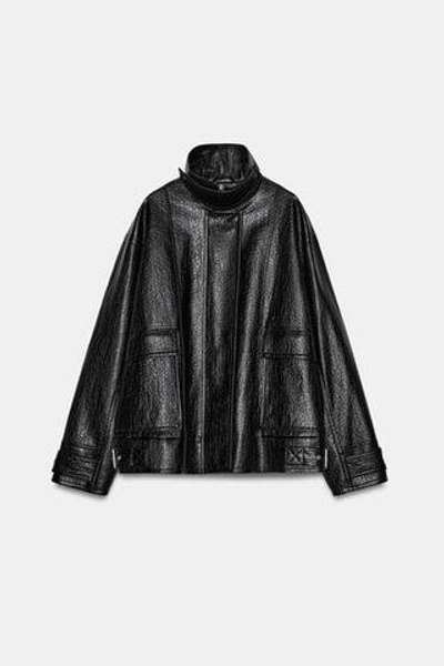 Оверсайз куртка из искусственной кожи ZW COLLECTION - ZARA