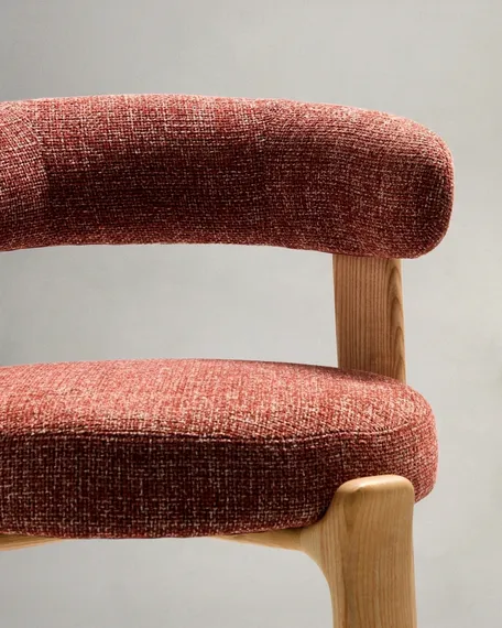 Барный стул Granite из терракотовой синели и ясеня с натуральной отделкой 75 см