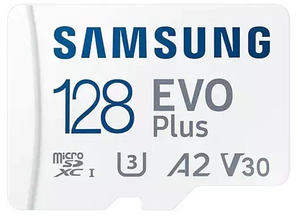 Карта памяти Samsung EVO Plus microSDXC 128 ГБ Class 10, V30, A2, UHS-I U3, R 130 МБ/с, адаптер на SD