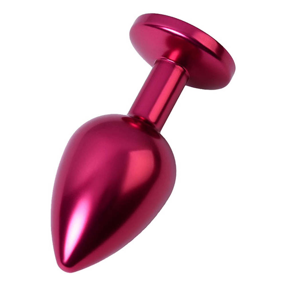 Красный анальный плаг 8,2см с кристаллом черного цвета ToyFa Metal 717008-95