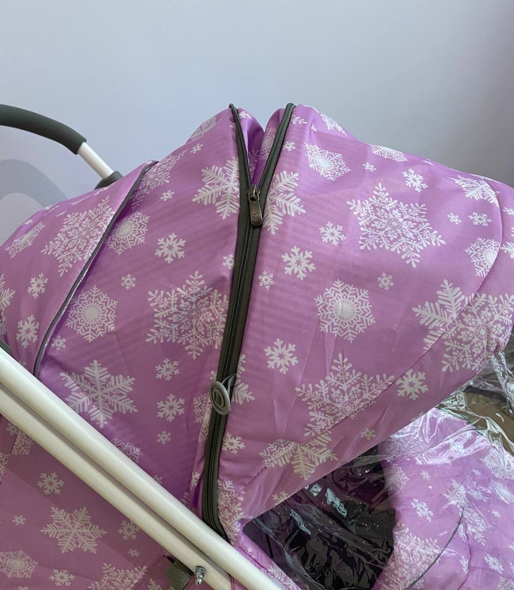 Коляска комбинированная с трансформируемым кузовом (арт.У3-1К/СН) сиреневый со снежинками