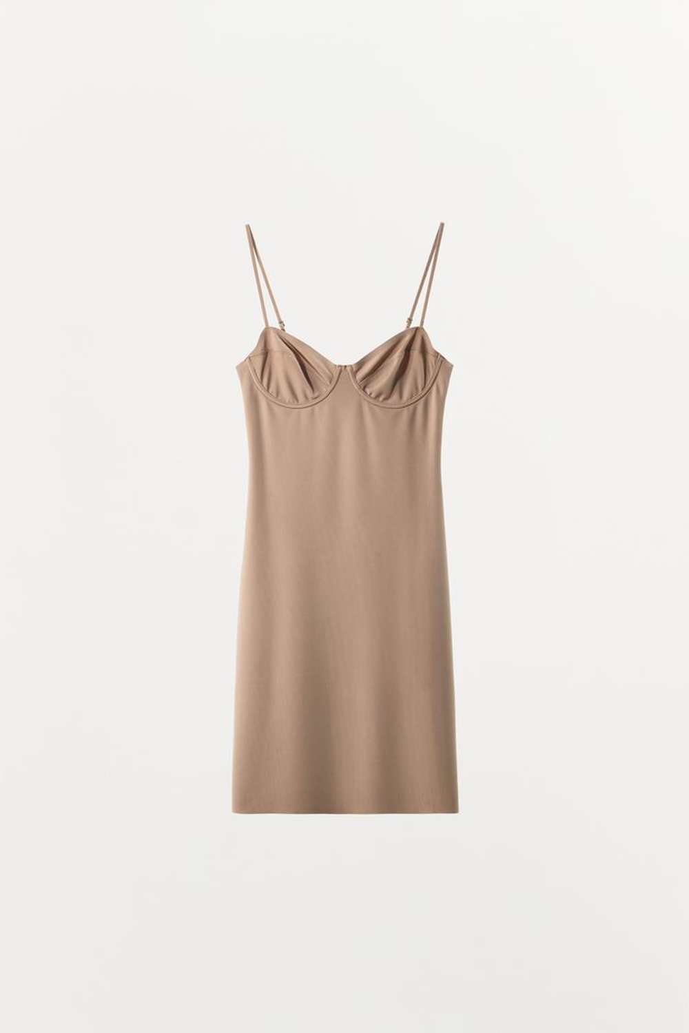 ZARA МИНИ-ПЛАТЬЕ ИЗ СМЕСОВОГО ПОЛИАМИДА, БЕЖЕВЫЙ