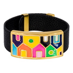 Браслет Fiore Luna на черном кожаном ремешке CB11318-13 M