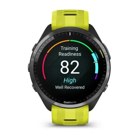 Garmin Forerunner 965 черные, темно-серый DLC титановый безель, с желто-черным ремешком