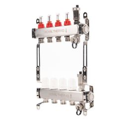 Коллектор Royal Thermo нерж. в сборе с расходомерами 1 ВР-3/4 НР с автомат. воздухоотвод-ми 4 вых.