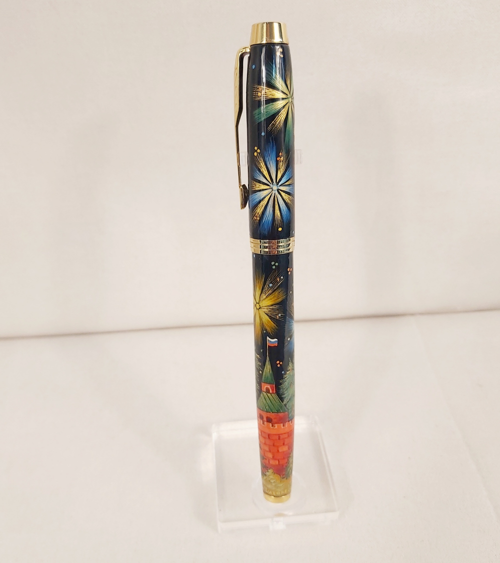 Ручка с ручной росписью Палех "Москва. Салют" в футляре