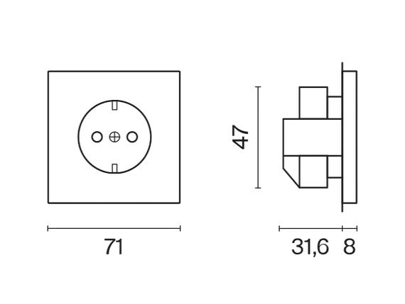 Розетка встраиваемая VOLTUM S70 с заземлением 16А, (титан)