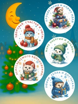 Набор новогодних стикеров 150 штук