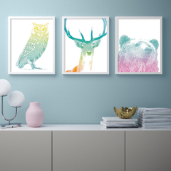 IKEA BILD  (ИКЕА БИЛД)  -  Плакат, разноцветные животные, 40x50 см