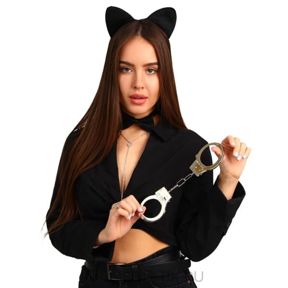 Карнавальный набор «Киса», ободок, бабочка, наручники