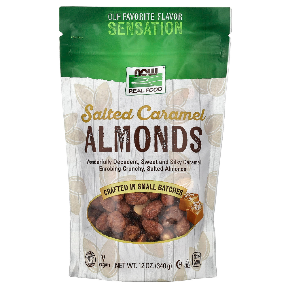 NOW Foods, Миндаль, соленая карамель, 340 г (12 унций)