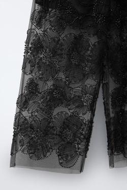 ZARA БРЮКИ РАСШИТЫЕ БИСЕРОМ, ЧЕРНЫЙ