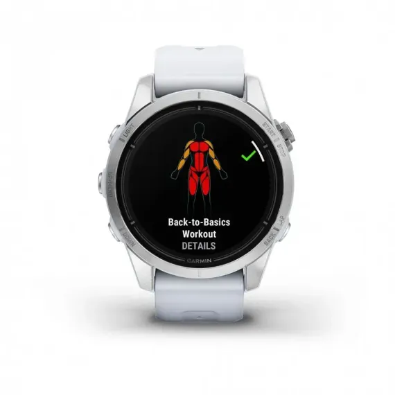 Garmin epix Pro (Gen 2) Standard Edition 42 мм, серебристый корпус, белый ремешок