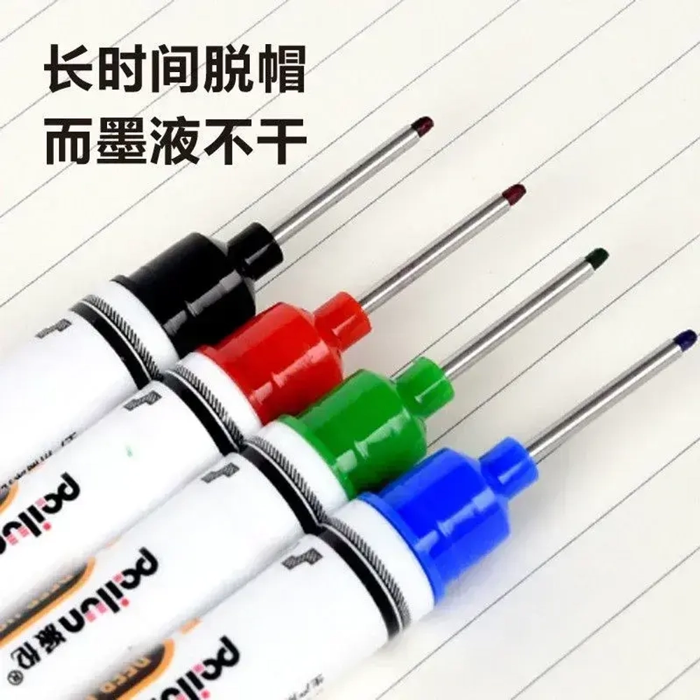 Маркер строительный тонкий разметочный с длинным наконечником 4 штук / Маркеры строительные набор для разметки по металлу, дереву, стеклу, ткани