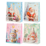 Подарочный пакет Basir, серия "Дед мороз и снеговик", объемный рисунок, 18*23*10 см, ассорти