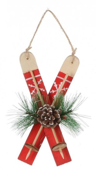 Украшение из дерева Лыжи красные 14*8*4,5 см., House of Seasons (83265)