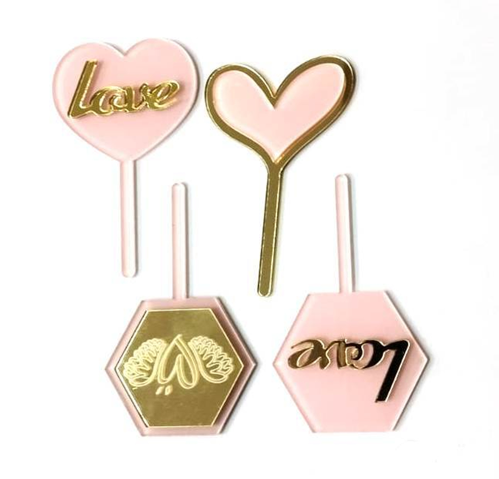 Набор акриловых топперов "Любовь" Выбери цвет! 4 шт.