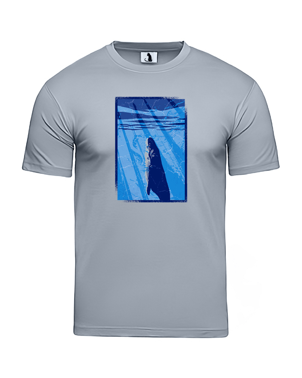 Футболка Синий кит классическая прямая серая