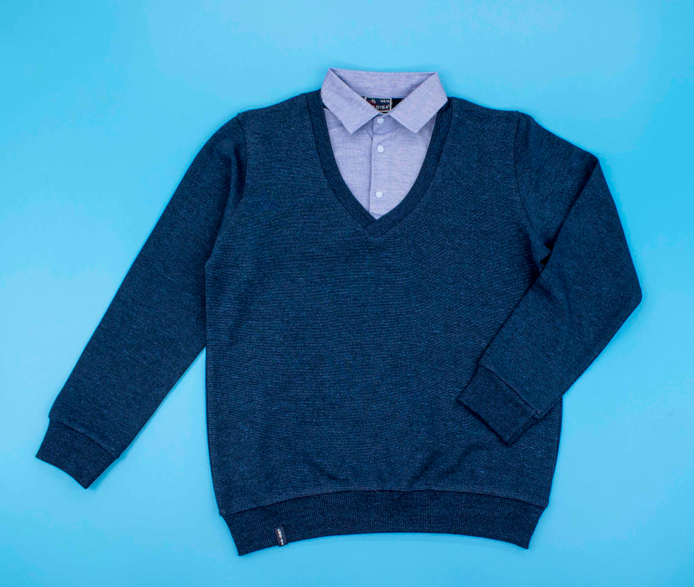 джемпер "обманка"  CEGISA голубая рубашка подросток большой 4719