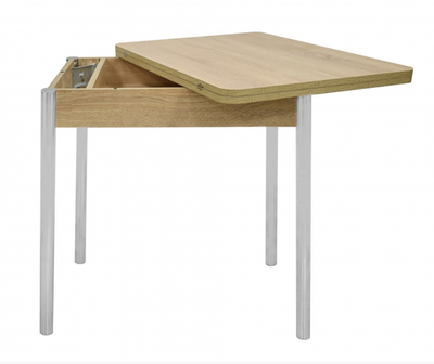 Стол ПГ-12 поворотно-раскладной 75х55(110) (дуб галифакс натуральный, ножки прямые эмаль белый муар)