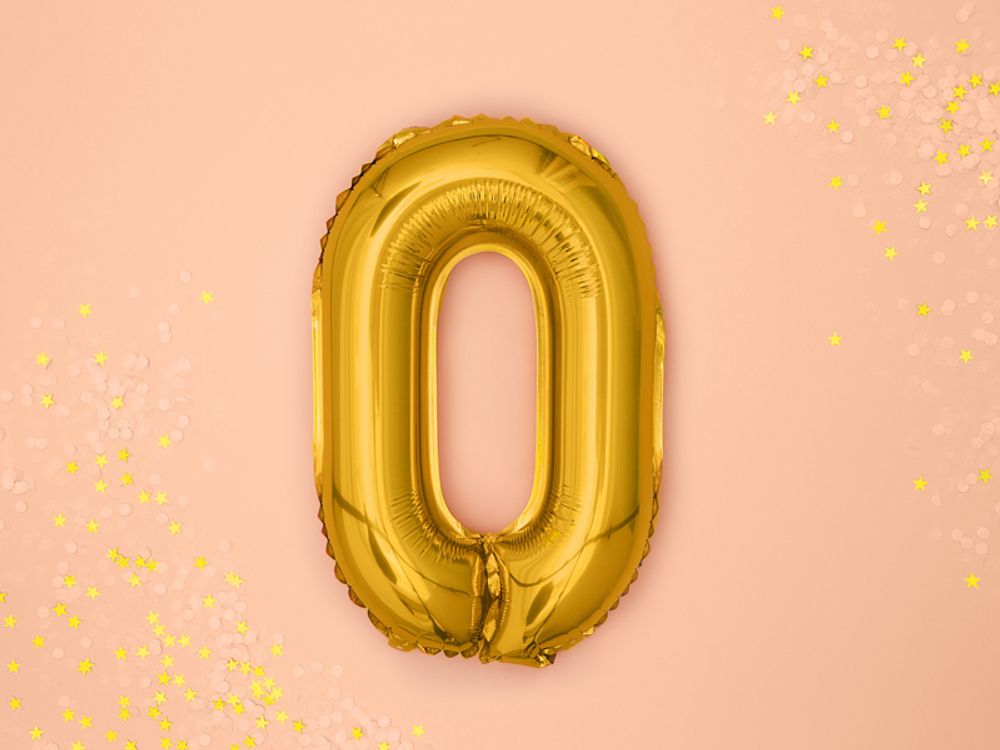 Шар с клапаном (16"/41 см) Цифра, 0, Золото