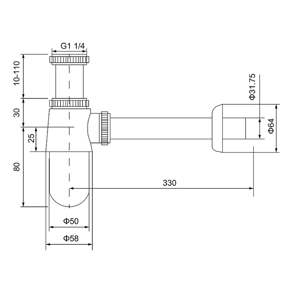 Сифон для раковины Timo 960/18L Черное золото