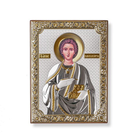 Пантелеймон, икона прямоугольная без рамки, красное дерево 120х160