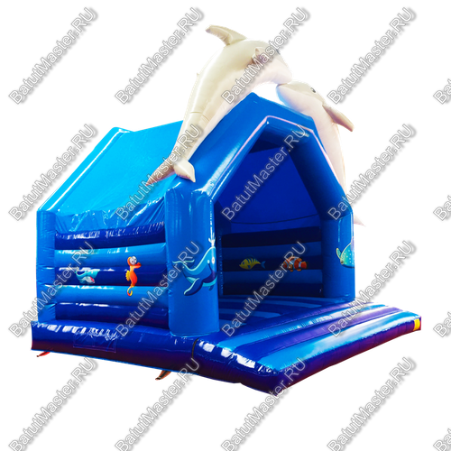 Коммерческий надувной батут с крышей "Морское убежище" размер 5*5*4,8 м