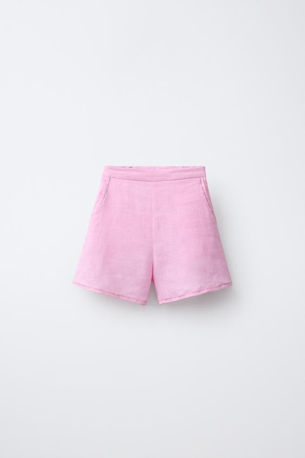 ZARA БЕРМУДЫ ИЗ 100% ЛЬНА, РОЗОВЫЙ