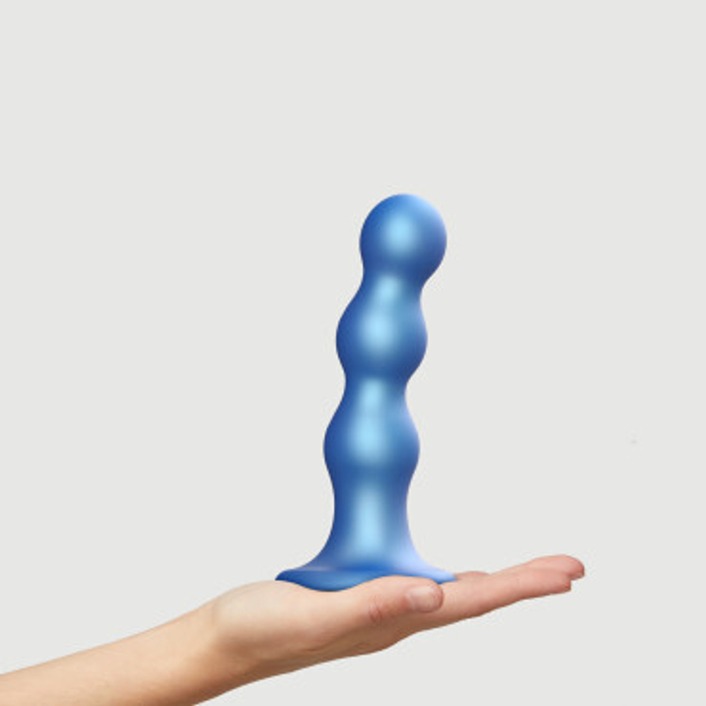 Фаллоимитатор Strap-On-Me Dildo Plug Balls синий металлик L, 16,5 см