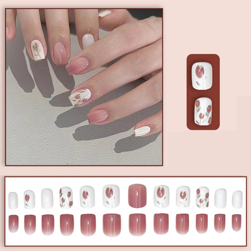Набор накладных ногтей  "Beauty Nails", тюльпаны нюд