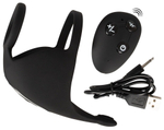 Черная вибронасадка для эрекции и стимуляции мошонки Cock ring with RC ball massager (Цвет: черный)