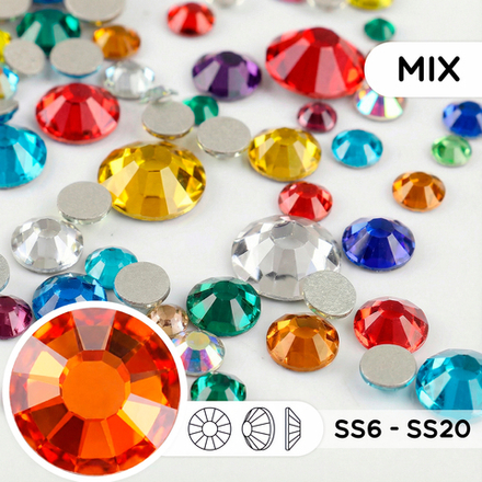 Набор стеклянных страз (mix размеров) — Микс цветов