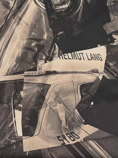 Джинса (деним) хлопковая Helmut Lang серо-бежевая с дизайнерским принтом