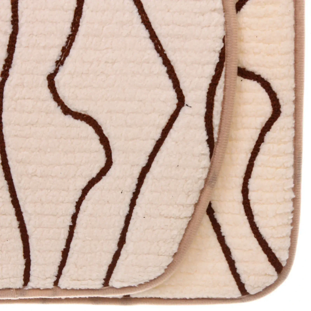 Набор для ванной и туалета 3 пр. «Flo» ( 2 коврика 50*80+50*40, 1 чехол на крышку унитаза)молочный