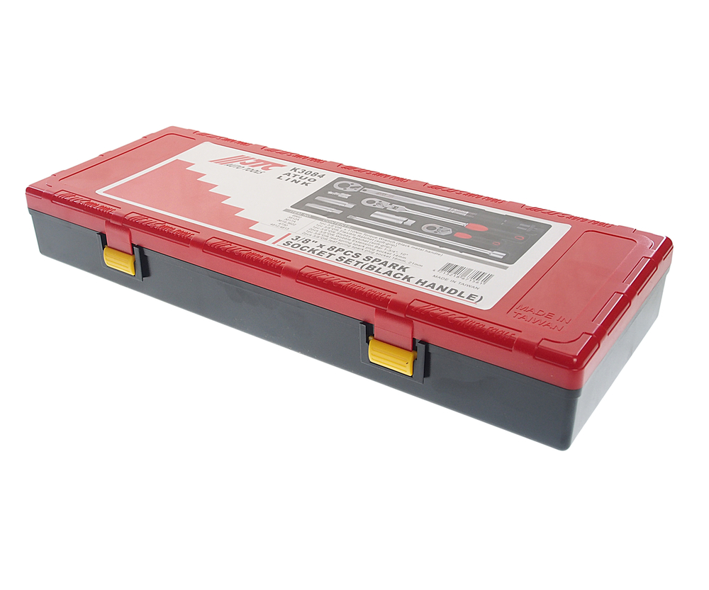 JTC-K3084 - Набор головок для свечей зажигания с динамометрическим ключом 3/8" 8 предметов в кейсе JTC - Комплектация:

6902 &mdash; 1 динамометрический ключ с чёрной металлической рукояткой, 3/8" Dr. x 110 Н&middot;м.
3812А &mdash; 1 Вороток с храповым механизмом (трещоткой) и карданным шарниром, 3/8" Dr. с мягкой пластмассовой рукояткой.
3017А &mdash; 1 Вороток с храповым механизмом (трещоткой) короткий, 3/8" Dr.с мягкой пластмассовой рукояткой.
3619.3622 &mdash; 2 удлинителя, 3/8" Dr. &mdash; 1 3/4", 10".
4730 &mdash; 1 торцевая головка с трёхлепестковой листовой пружиной для захвата свечи, 3/8" Dr. х 14 мм.
4812.4813 &mdash; 2 торцовые головки с трёхлепестковой листовой пружиной для захвата свечи, 3/8" Dr. х 14, 21 мм.