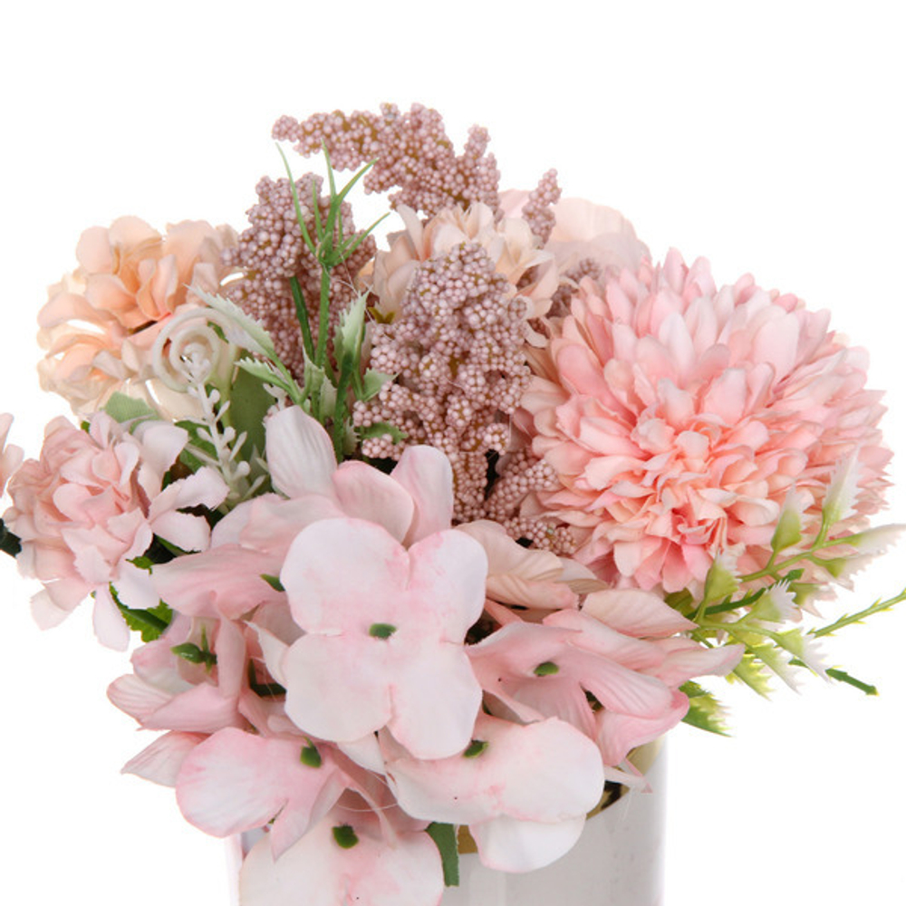 Цветочная композиция «Шарм» розовый 15*21см в керамическом горшке HL-12