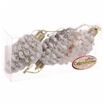 Елочные игрушки «Шишечки в инее» 5,5 см (набор 3 шт), Шампань