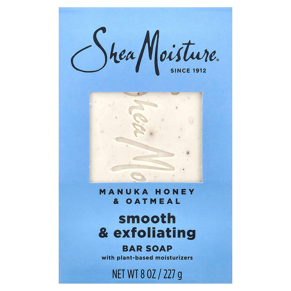 SheaMoisture, гладкое и отшелушивающее кусковое мыло, мед манука и овсянка, 227 г (8 унций)