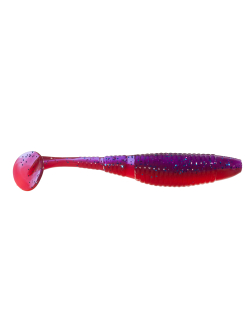Приманка ZUB-WIBRA 100мм(4")-4шт, (цвет 021) фиолетовый верх -красный низ