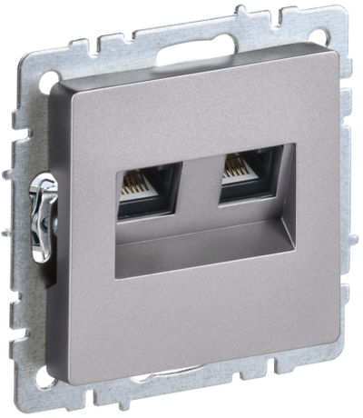BRITE Розетка двойная RJ11+RJ45 кат.5E РК/Т12-БрС сталь IEK