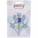 Свечи для торта Цифра Король желаний «3», голубой
