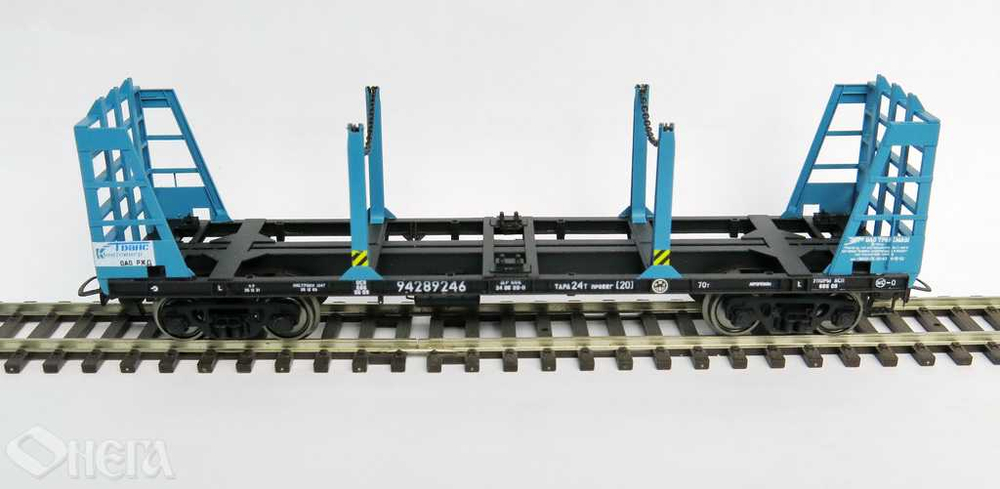 4-осная платформа для перевозки лесоматериалов и крупнотоннажных контейнеров с доп.стойками РЖД