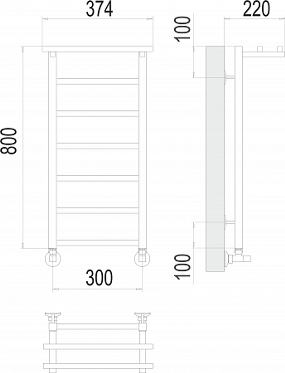 Полотенцесушитель водяной Terminus Контур с/п П7 300х800