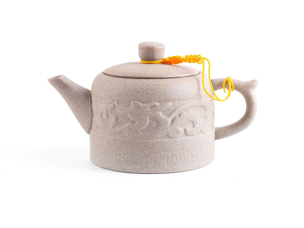 268105.1Y2 УЦЕНКА Чайник серия-КРЕСТЬЯНСКАЯ "Знак Дракона" h=8см, l=14,5см, 220мл, глина песочный