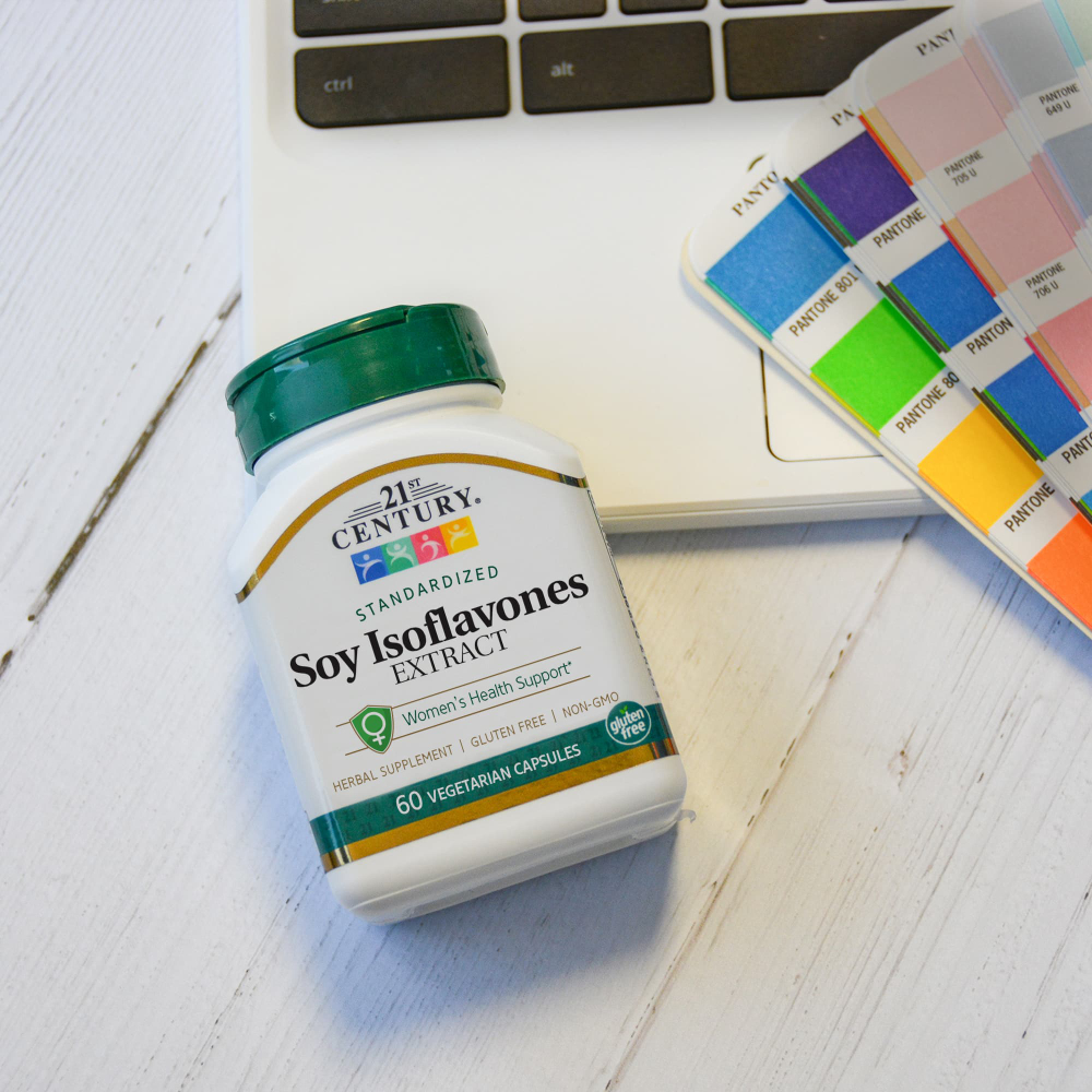 21st Century, Экстракт изофлавонов сои, стандартизированный, 60 вегетарианских капсул (50 мг в каждой капсуле)